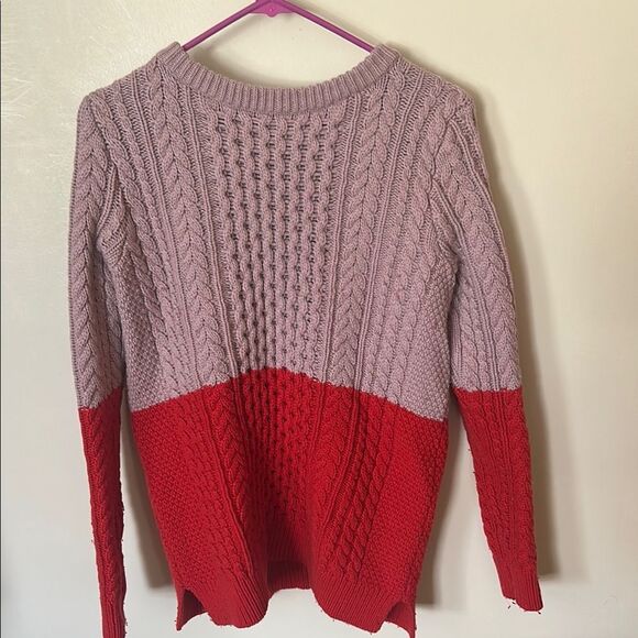 Boden Red and Pink Cable Knit Crew Neck Sweater - Picture 1 of 6